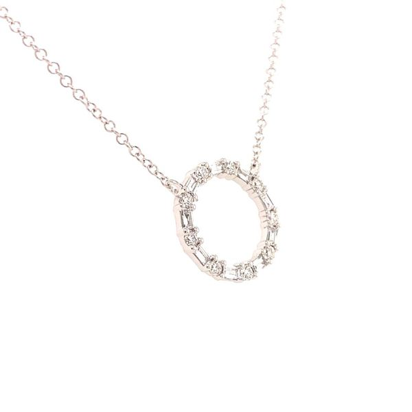 Diamond Baguette Circle Necklace Image 2 House of Silva Wooster, OH