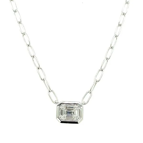 14kw Gold 0.14ct TW Diamond Necklace, 0.12ct Baguettes, 0.02ct fc House of Silva Wooster, OH