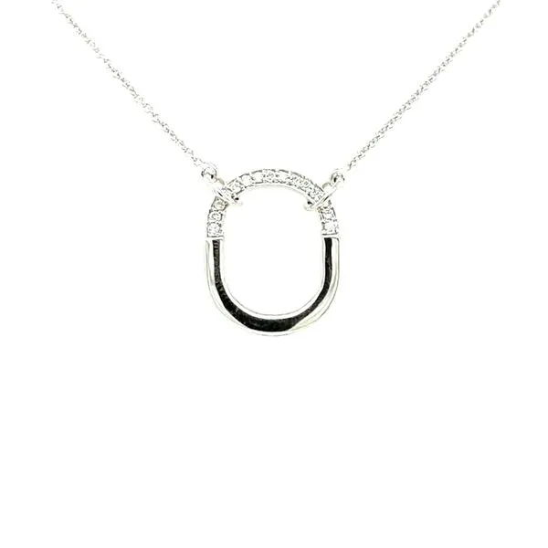 14kw Gold 0.07ct TW Diamond Oval Necklace, 15fc House of Silva Wooster, OH