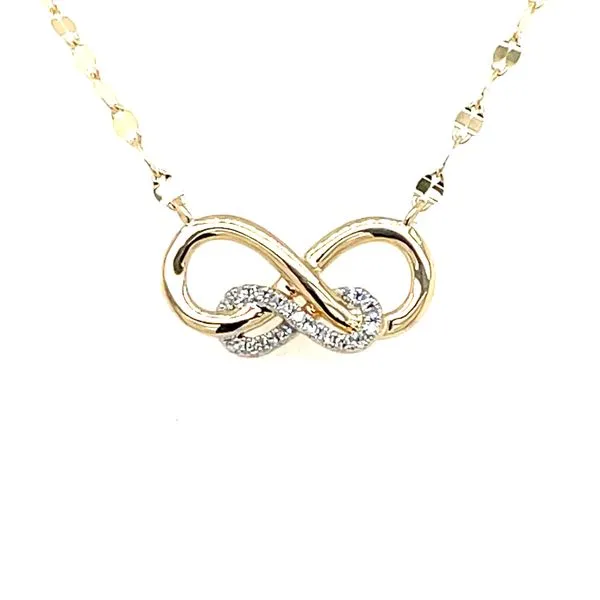 14ky Gold 0.05ct TW Diamond Double Infinity Necklace, 18fc House of Silva Wooster, OH
