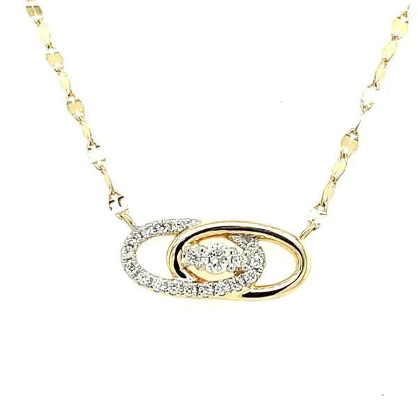 14ky Gold 0.19ct TW Diamond Interlocking Oval Necklace, 19fc House of Silva Wooster, OH
