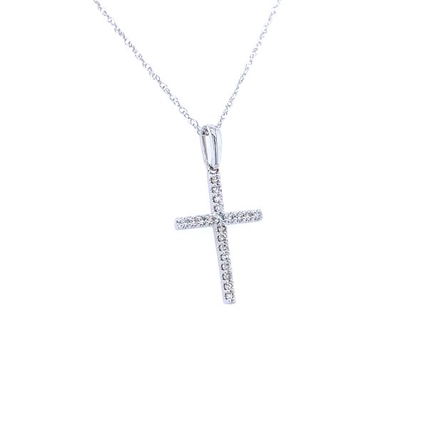 Cross Charm Round Cut Diamond Fashion Petite Pendant Image 2 House of Silva Wooster, OH