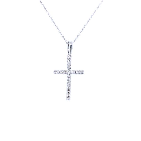 Cross Charm Round Cut Diamond Fashion Petite Pendant House of Silva Wooster, OH