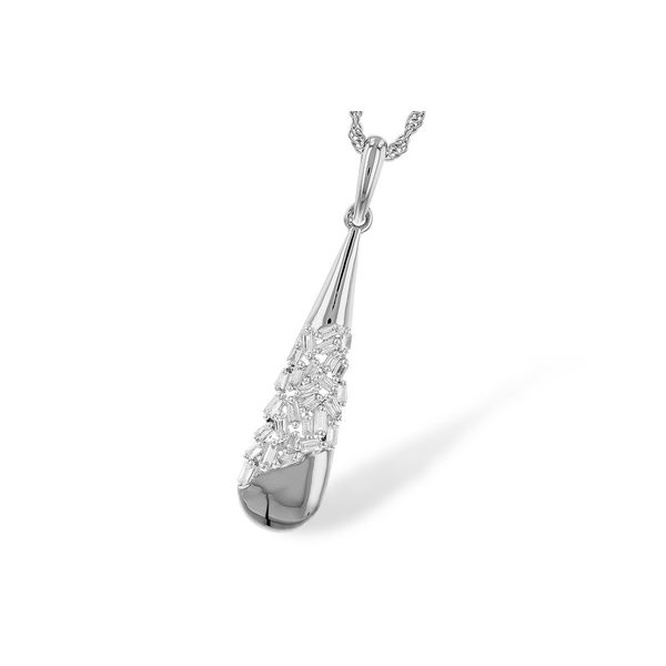 14k WG Elongated Drop Pendant 27 Baguette Diamonds = 0.14ct TW House of Silva Wooster, OH