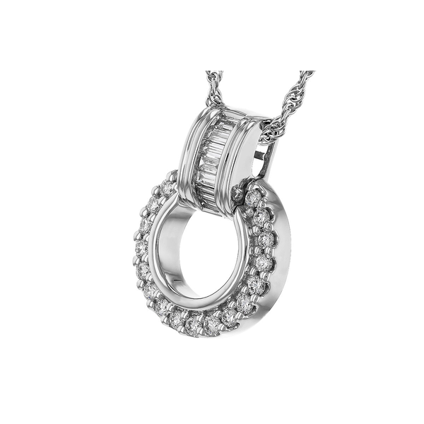 14k WG Circle 18 RB Diamond= 0.21ct TW/ Bail 6 Baguette Diamonds= 0.12ct TW=  0.33ct TW Diamond Pendant Image 2 House of Silva Wooster, OH