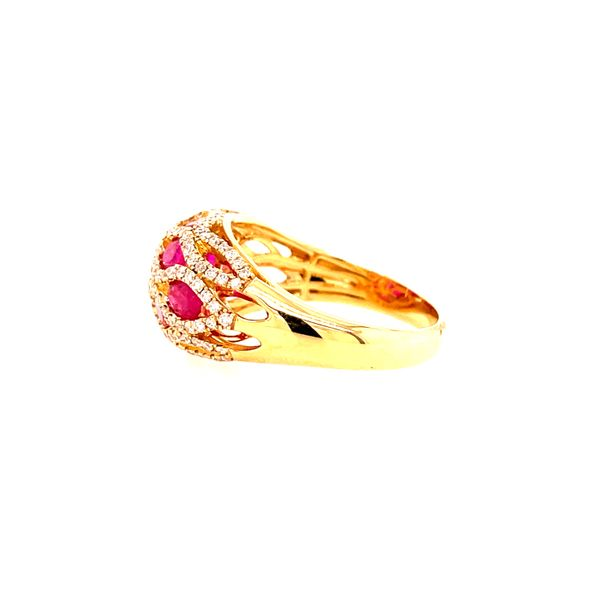 Ruby and Diamond Basket Weave Fashion Ring Image 2 House of Silva Wooster, OH
