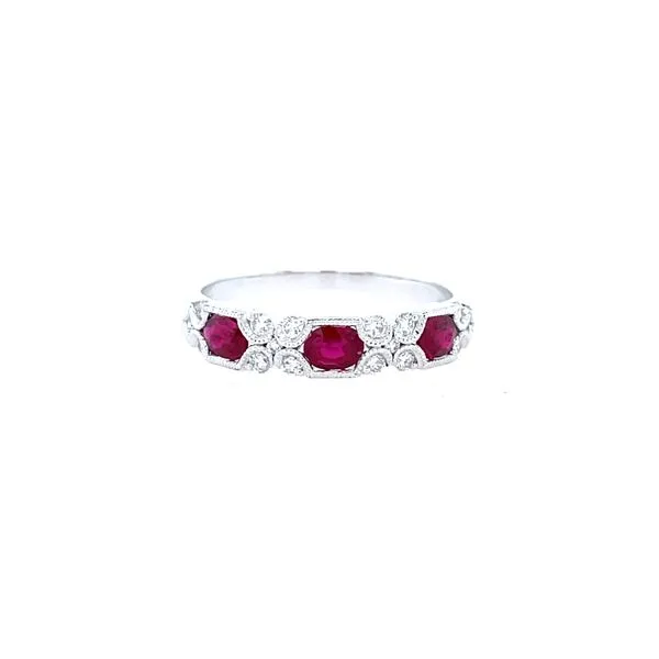 Hexagon Ruby & Diamond Milgrain Ring House of Silva Wooster, OH