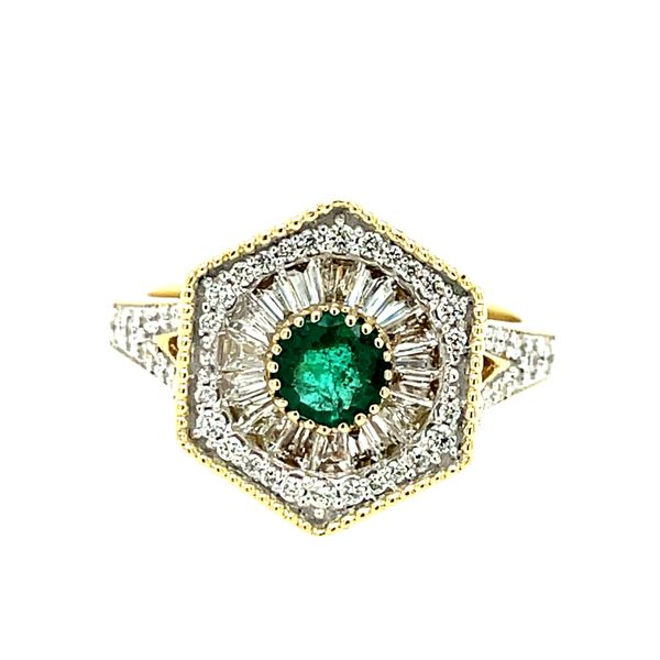 14ky Gold Emerald & Diamond Vintage Inspired Ring, 0.47ct Emerald, 0.79ct TW Diamonds House of Silva Wooster, OH