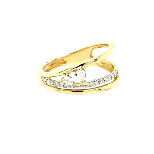 14ky Gold White Topaz & Diamond Sideways 