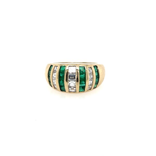 Estate 14ky Gold Baguette Diamond & Emerald Channel Set Domed Ring House of Silva Wooster, OH