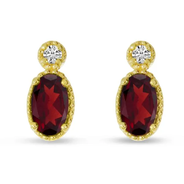 Oval Garnet Milgrain Birthstone Earrings House of Silva Wooster, OH