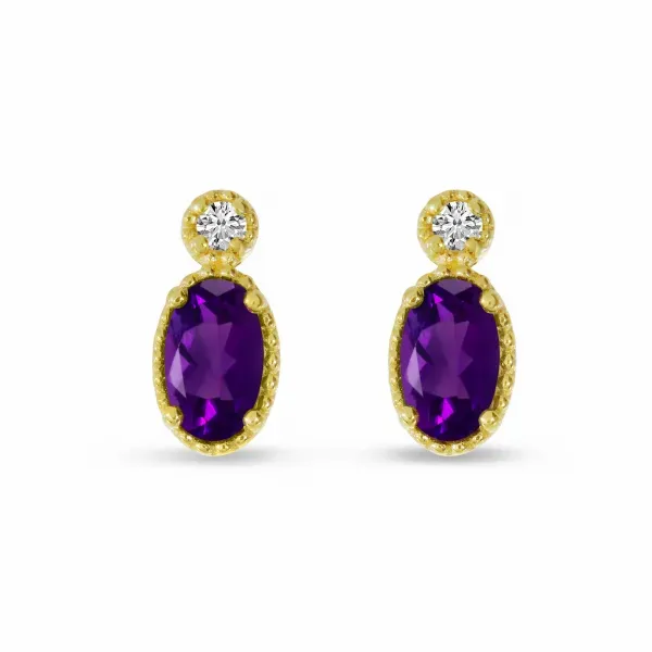 Oval Amethyst Milgrain Birthstone Earrings House of Silva Wooster, OH