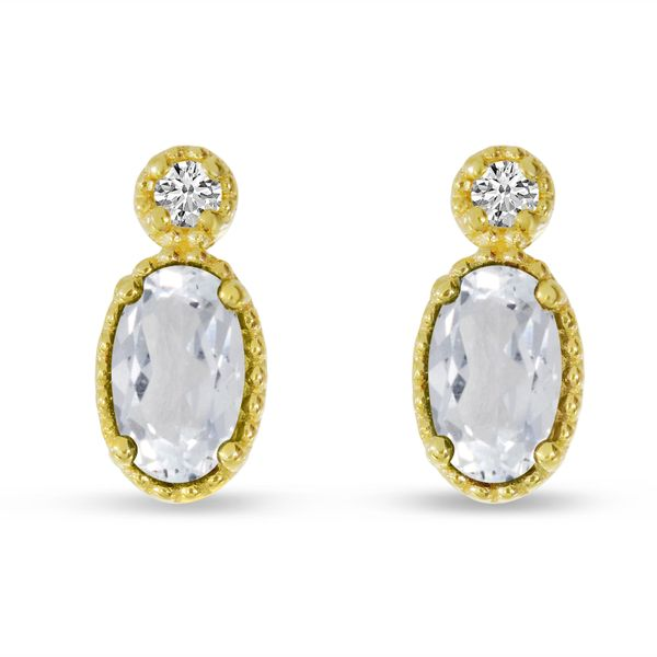 Oval White Topaz Milgrain Birthstone Earrings House of Silva Wooster, OH