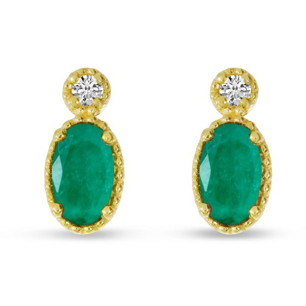 Oval Emerald Milgrain Birthstone Earrings House of Silva Wooster, OH