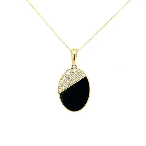 14ky Gold Black Onyx & Diamond Pendant, 31fc = 0.10ct diamonds House of Silva Wooster, OH