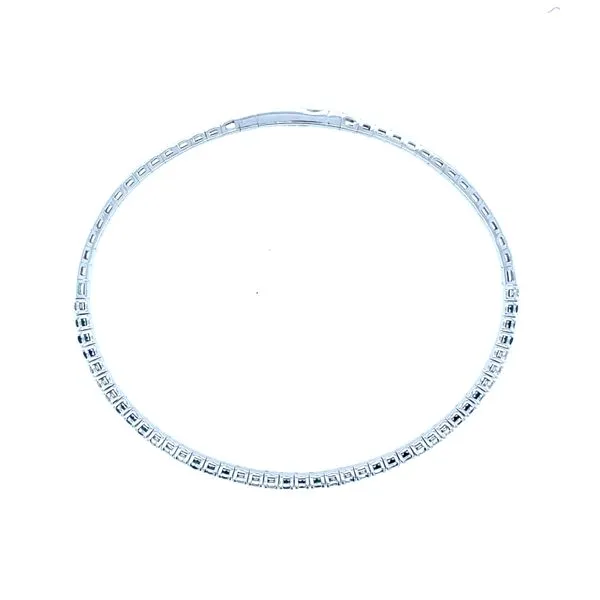 14kw Gold 1.25ct TW Blue Sapphire & Diamond Flexible Bangle Bracelet, 21 Blue Saph = 0.78ct, 20fc = 0.47ct diamond Image 2 House of Silva Wooster, OH