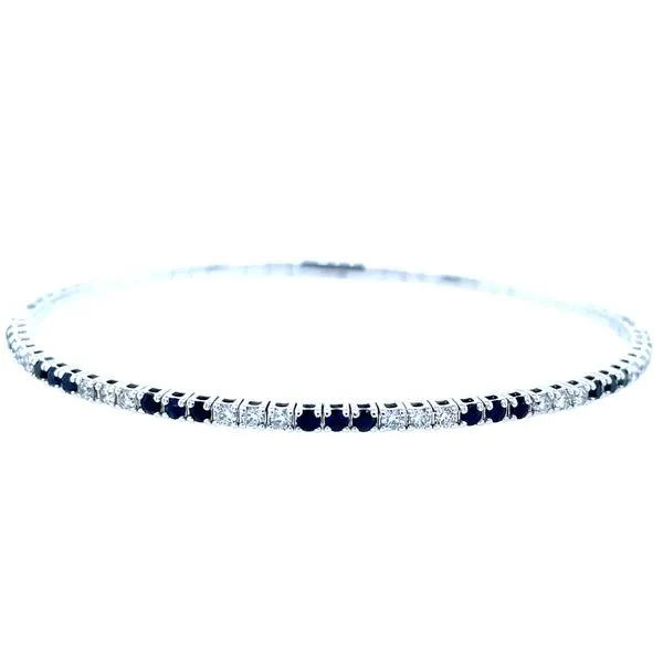14kw Gold 1.25ct TW Blue Sapphire & Diamond Flexible Bangle Bracelet, 21 Blue Saph = 0.78ct, 20fc = 0.47ct diamond House of Silva Wooster, OH