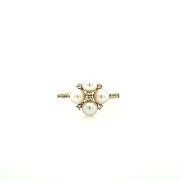 Round Shape Floral Cultured Pearls Round Cut Diamond Fashion Ring House of Silva Wooster, OH