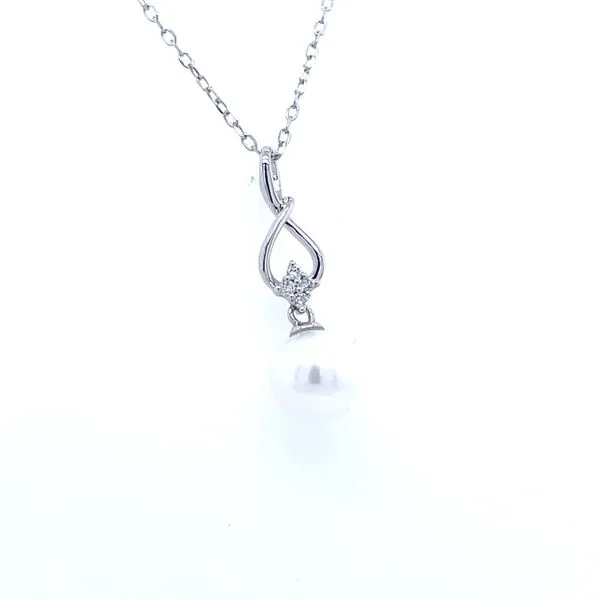 Pearl and Diamond Drop Pendant Image 2 House of Silva Wooster, OH