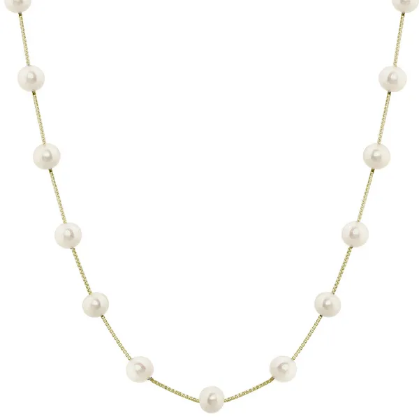 14ky Gold 5.5-6mm Stationed Freshwater Pearl Neckalce, 17 inch House of Silva Wooster, OH