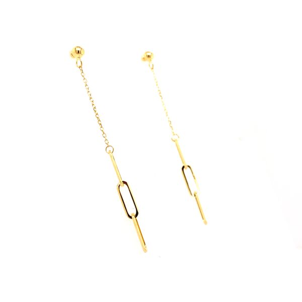 Yellow Gold Dangle Paperclip Earrings Image 2 House of Silva Wooster, OH