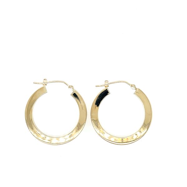 Estate 14ky Gold Square Tube Hoop Earrings, 25mm House of Silva Wooster, OH