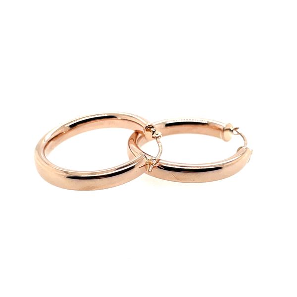 Estate 14kr Gold Round Tube Hoop Earrings, 25mm Image 2 House of Silva Wooster, OH