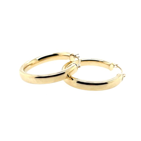 Estate 14ky Gold Round Tube Hoop Earring, 25mm Image 2 House of Silva Wooster, OH
