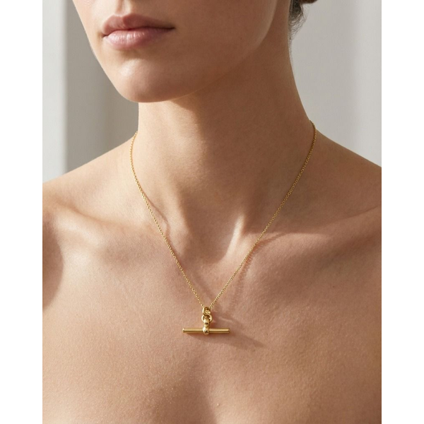14k YG T Bar Pendant On Adjustable 18