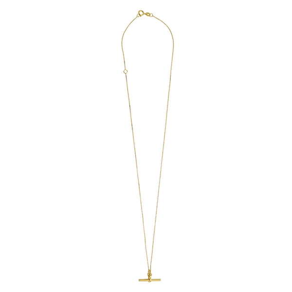 14k YG T Bar Pendant On Adjustable 18