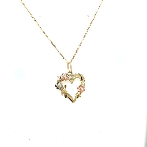 Estate 14ktt Gold Vintage Floral Heart Pendant Image 2 House of Silva Wooster, OH