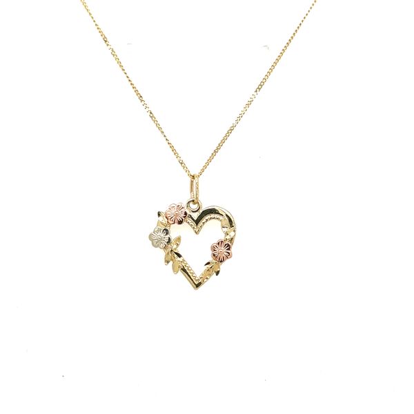 Estate 14ktt Gold Vintage Floral Heart Pendant House of Silva Wooster, OH