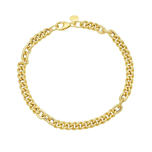 14k YG Polished Small Paperclip & Curb Link Bracelet with Lobster Clasp 7