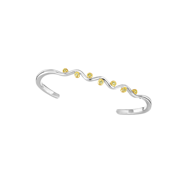 Sterling Silver/ YGP 7 Round Yellow Diamond Cuff Bracelet House of Silva Wooster, OH