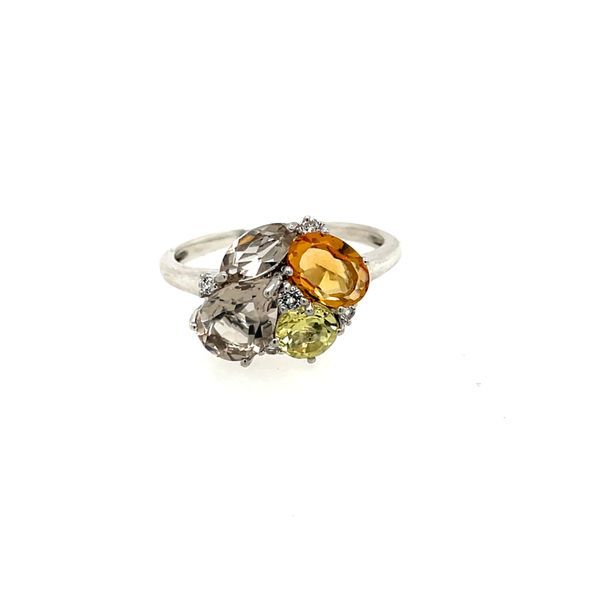 SS Pear & Marquise Colorless Quartz/Oval Citrine/Round Lemon Quartz/WhiteTopaz 2.33ct TW Cluster Ring House of Silva Wooster, OH