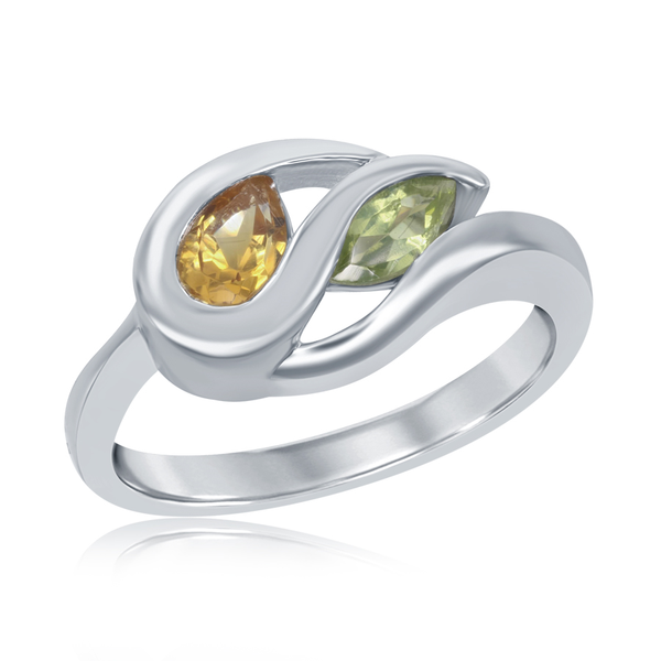 Sterling Silver Pear Shape Citrine & Peridot 0.63ct Ring House of Silva Wooster, OH