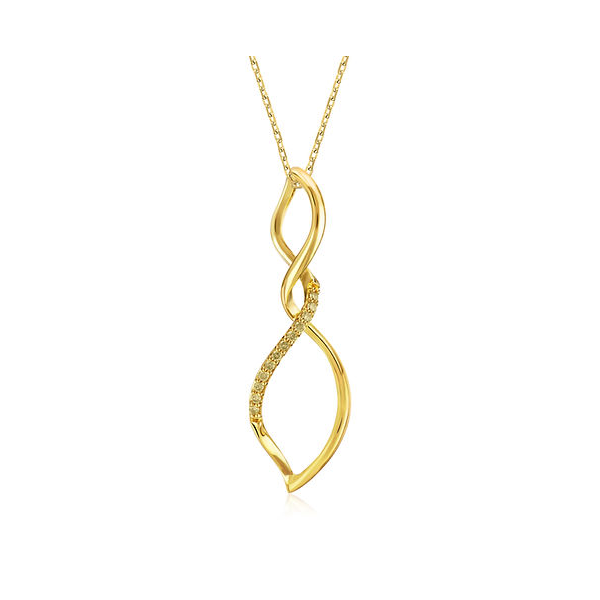 Sterling Silver/ YGP 12 Round Yellow Diamonds= 0.08ct TW Double Twist Pendant House of Silva Wooster, OH