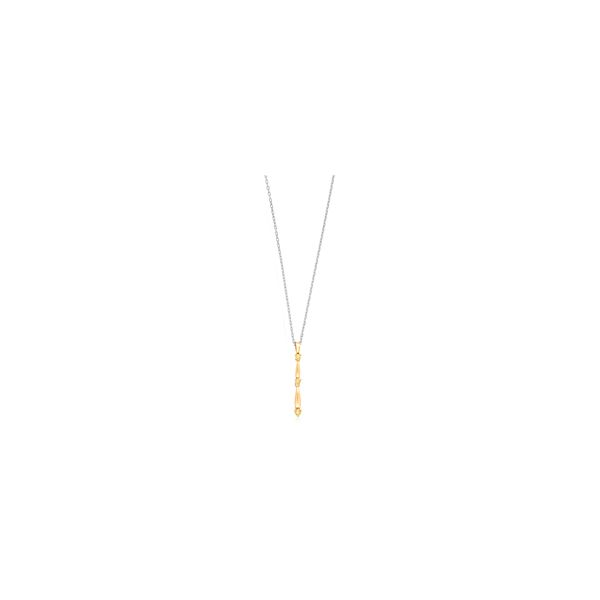 Sterling Silver/ YGP 3 Round Yellow Diamond= 0.09ct TW Alternating Bar and Diamond Drop Pendant House of Silva Wooster, OH