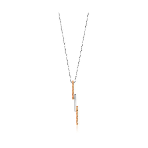 Sterling Silver/ RGP 26 Round Brown Diamonds=.12ct TW Lightning Bolt Style Pendant House of Silva Wooster, OH