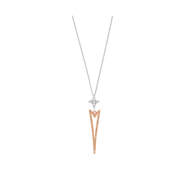 Sterling Silver/ RGP 54 Round Brown Diamonds= 0.19ct TW/ 1 White Round Diamond= 0.01ct TW Chevron and Star Pendant House of Silva Wooster, OH