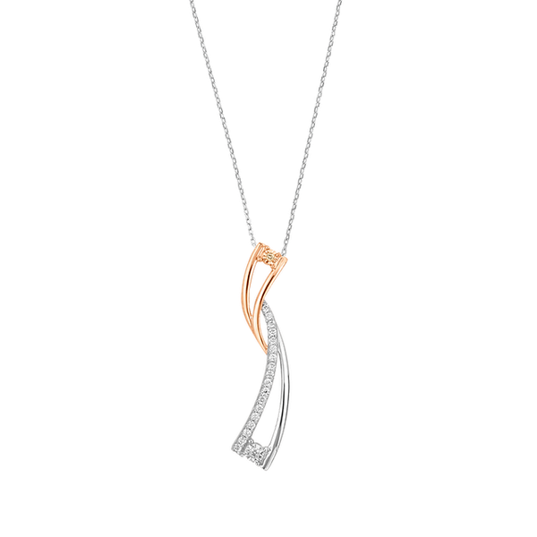 Sterling Silver/ RGP 19 Round White Diamonds= 0.16ct TW And 1 Round Brown Diamond= 0.01ct Free Form Pendant House of Silva Wooster, OH