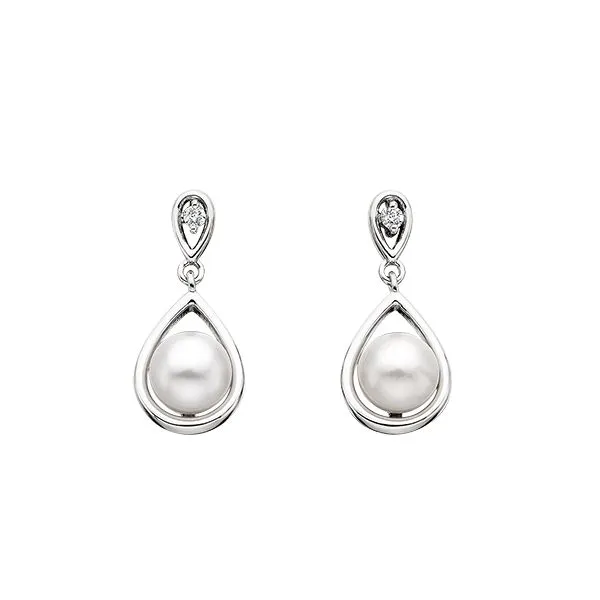 SS Pearl and Diamond Earrings House of Silva Wooster, OH