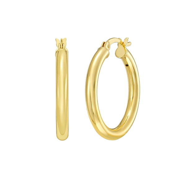 SS/ YGP Round Tube Hoop 3x20mm Earring with Hinged Clasp House of Silva Wooster, OH