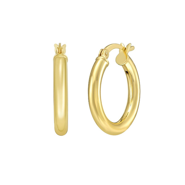 SS/YGP Round Tube Hoop 3x15mm Earring with Hinged Clasp House of Silva Wooster, OH