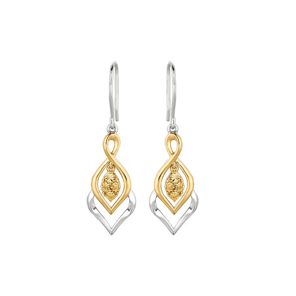 Sterling Silver/ YGP Double Twist Dangle 6 Round Yellow Diamond= .03ct TW Earrings House of Silva Wooster, OH