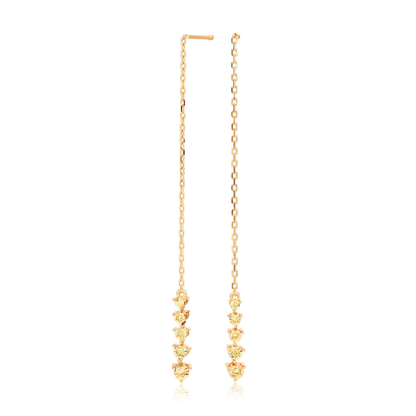 Sterling Silver/ YGP 10 Round Yellow Diamonds= 0.07ct TW Drop Earrings House of Silva Wooster, OH
