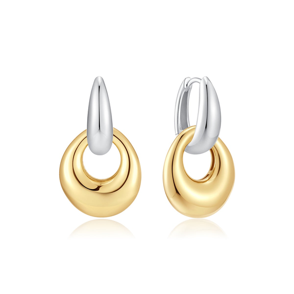 Two-Tone Hollow Organic Pebble Drop Earrings House of Silva Wooster, OH