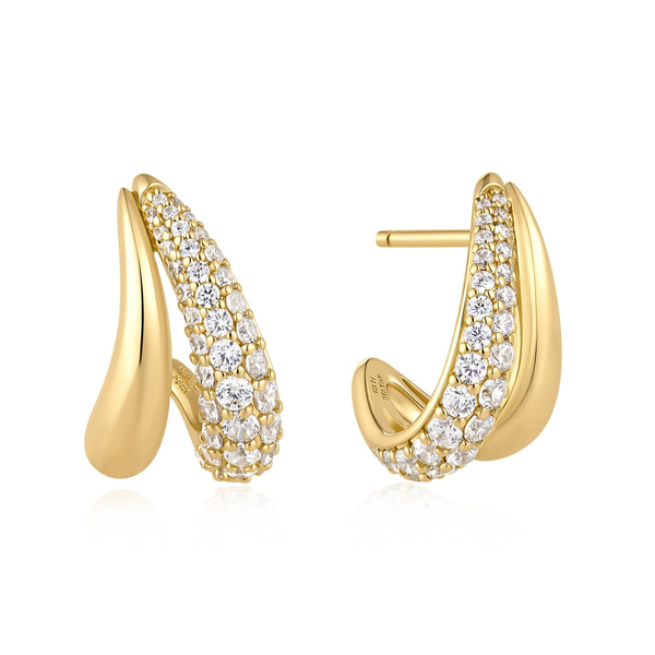 Gold Duet Stud Hoop Earrings House of Silva Wooster, OH