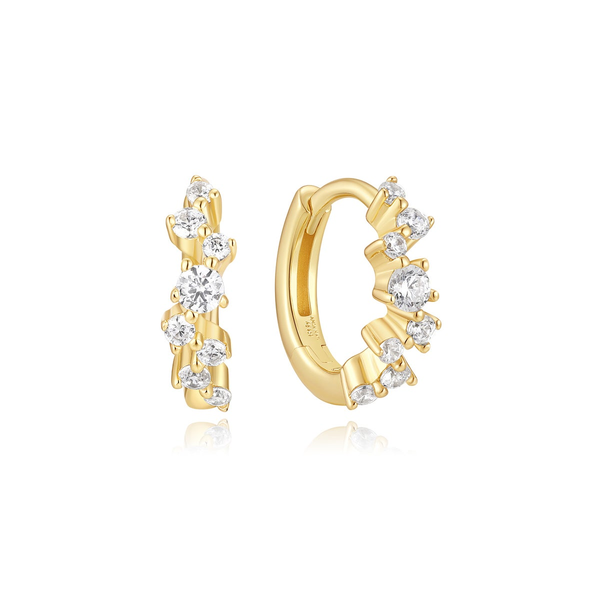 Gold Zig-Zag Pavé Huggie Hoop Earrings House of Silva Wooster, OH