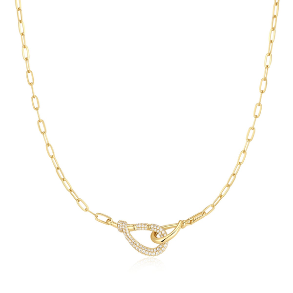 Gold Interlocked Pavé & Polished Knot Necklace House of Silva Wooster, OH